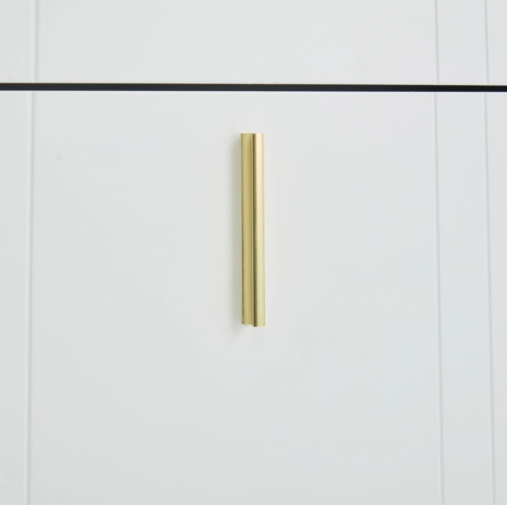 Mobile portascarpe a 3 ribalte 80x23x123;5 cm in MDF bianco con dettagli dorati