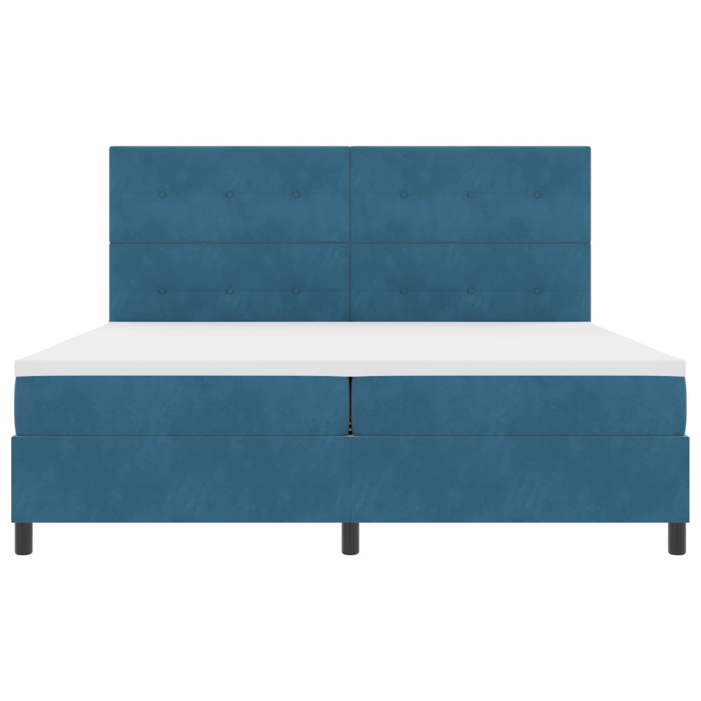 Letto con Contenitore e Materasso Blu Scuro 200x200 cm in Velluto