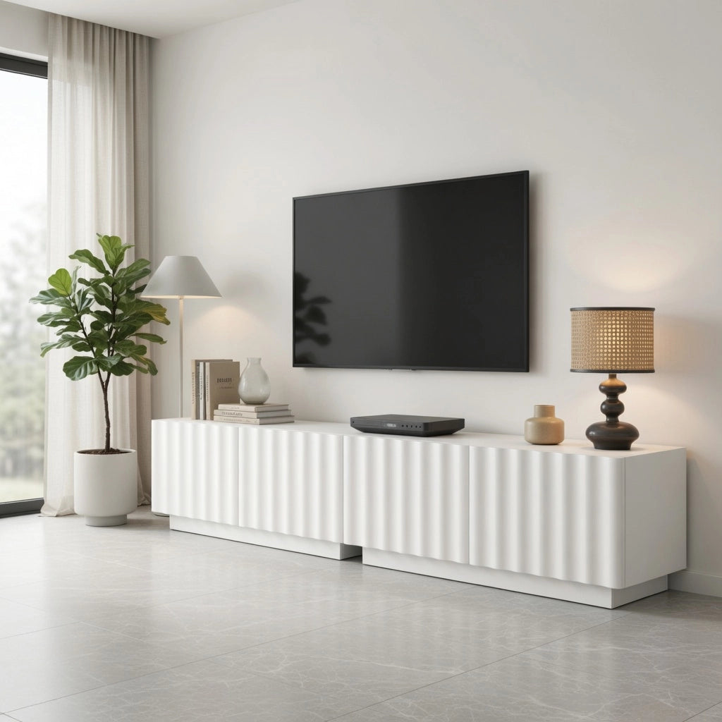 TV-Schrank bianco in MDF e truciolare 200 x cm