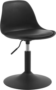 Sgabello con Schienale Moderno Sedia da Cucina Girevole a 360° Altezza Regolabile Senza Braccioli in PU Altezza della Sedia 39,5cm-50,5cm Nero BH304sz-1