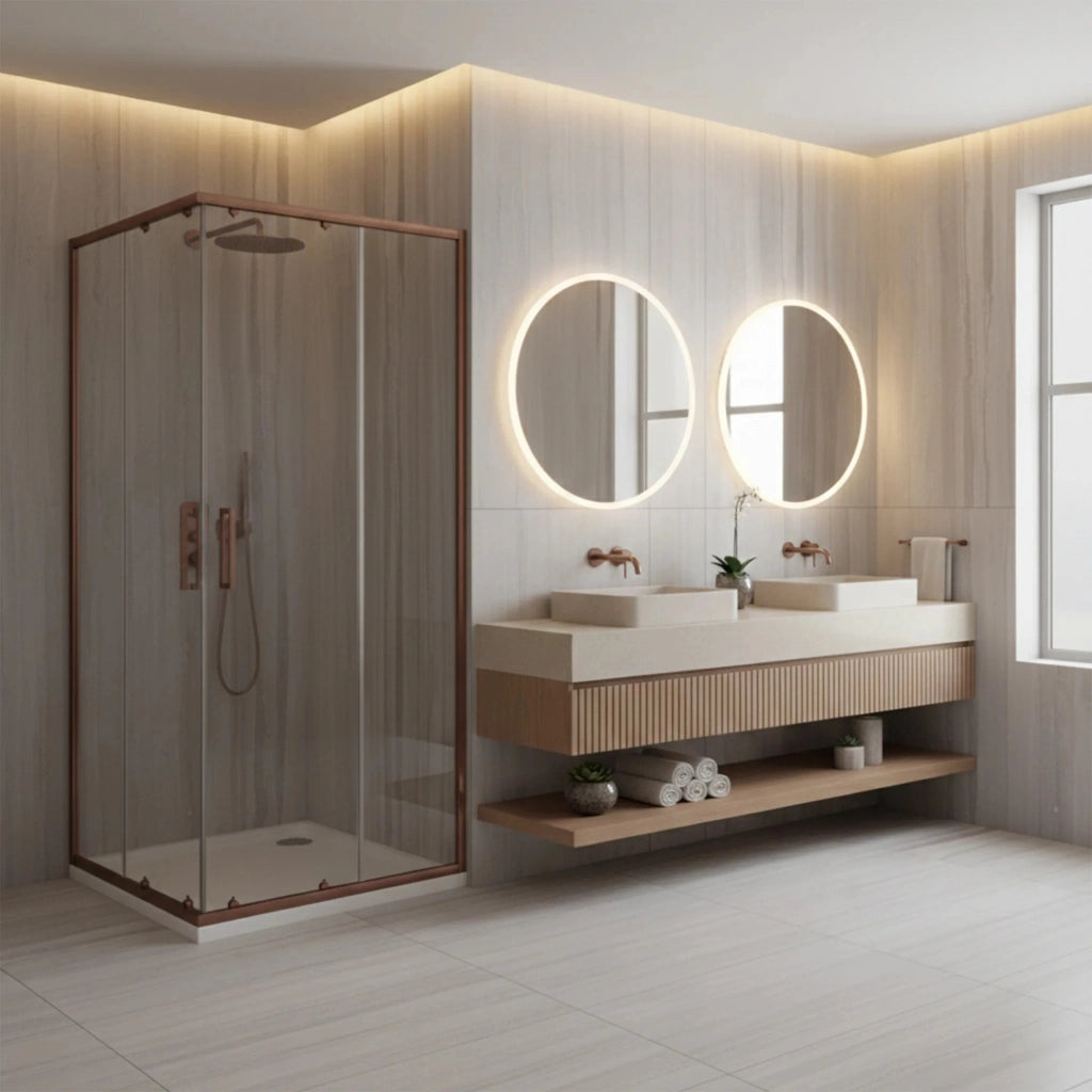 Cabina Doccia Rea City 80x80 Copperbrush con piatto doccia Savoy