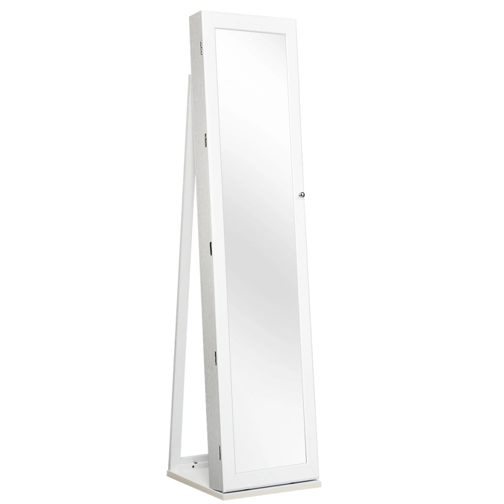 Armadio portagioie 2 in 1 con 30 ganci per collane-Armadio porta gioielli con specchio interno Bianco