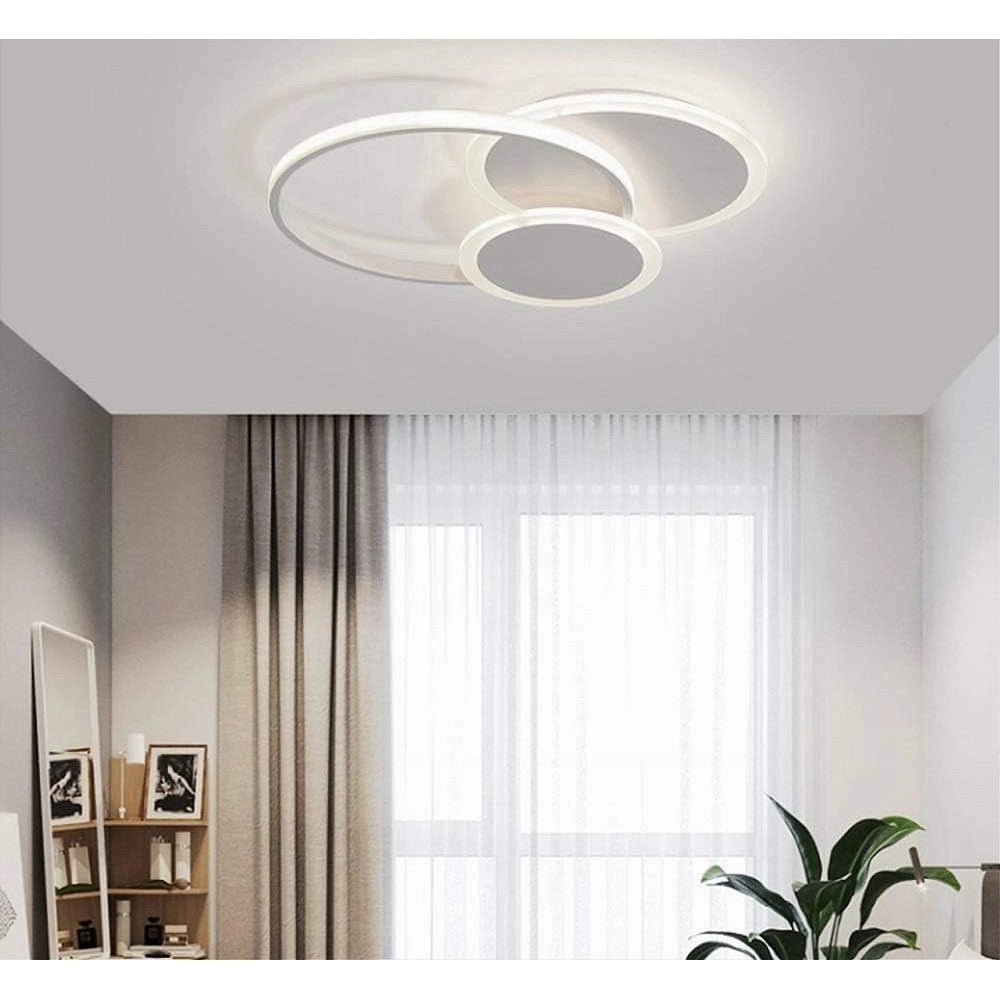 Trade Shop - Plafoniera Luce Fredda Led Cerchi 38w Lampadario A Soffitto Bianco Moderno 50026 -