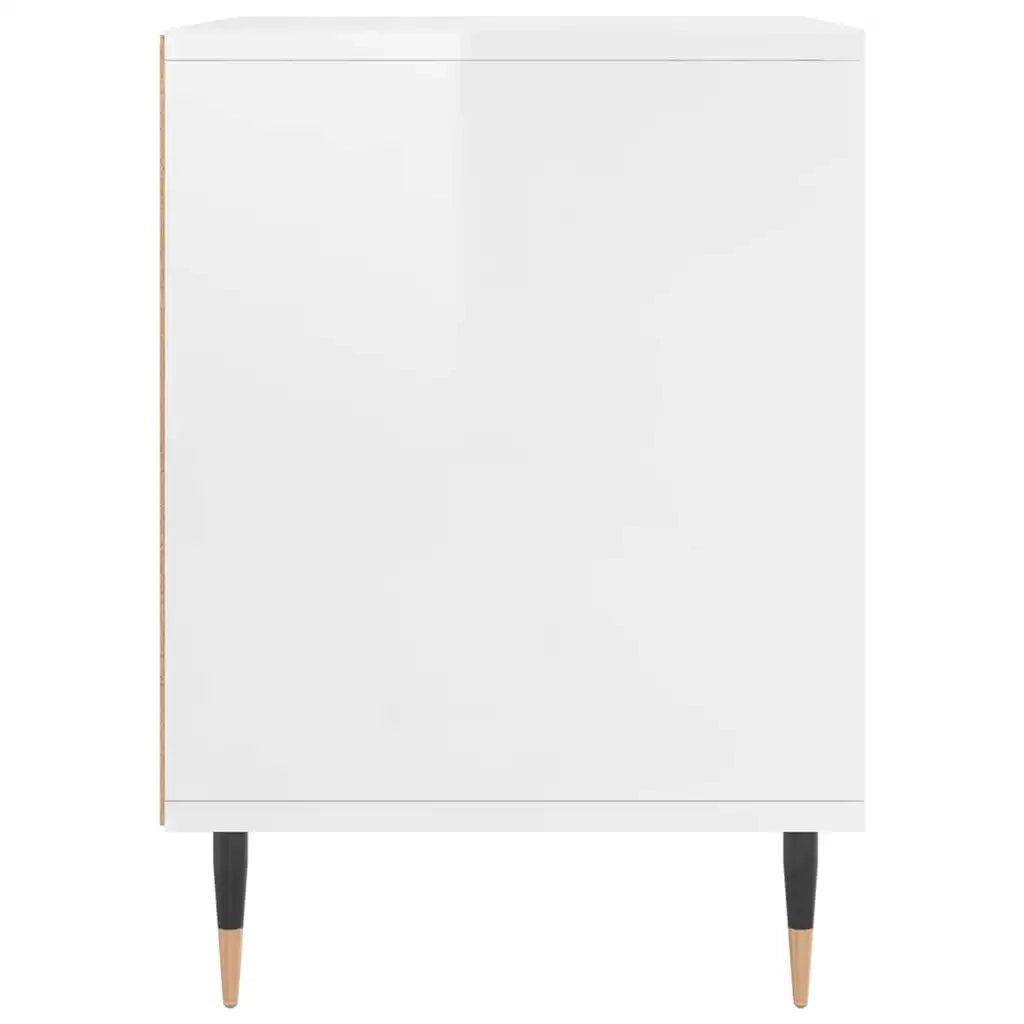 Comodini 2pz-Set di 2 Tavolino da notte Bianco Lucido 40x35x50 cm in Legno Multistrato 475967