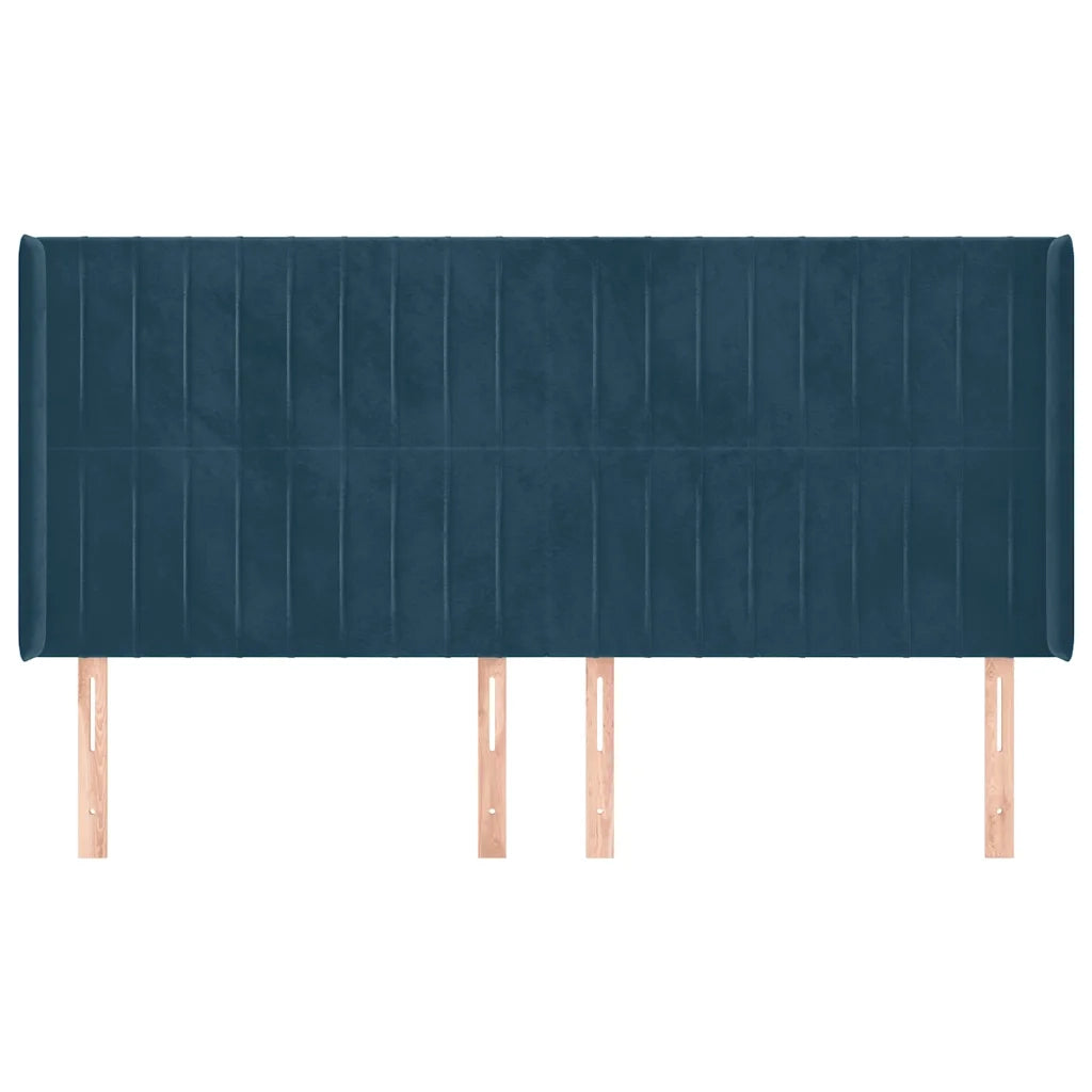 Testiera ad Orecchio Blu Scuro 163x16x118/128 cm in Velluto 3119876