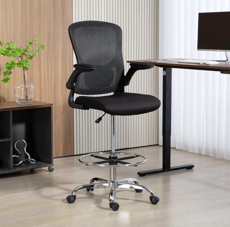 Sedia ergonomica nera con supporto lombare 4D