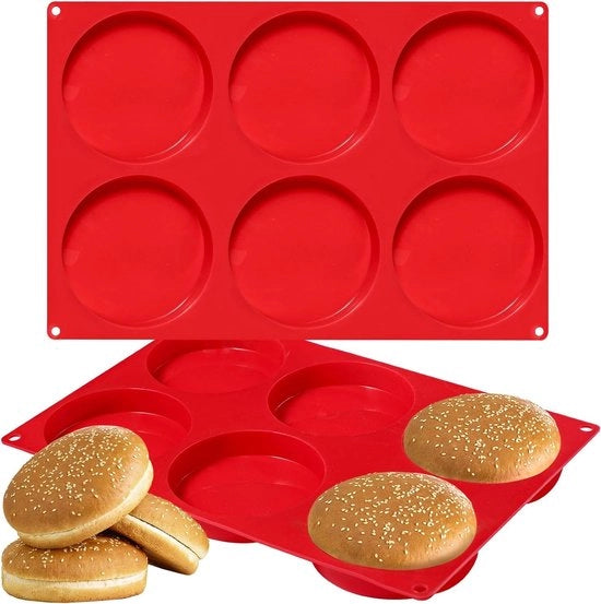 Forma per Brioche Burger - 6 cavità 10 cm - Forma per Yorkshire Pudding - Forma per Torta Disc Grande - Forma per Cake - 33 x 222 x 2 cm - 2 pezzi