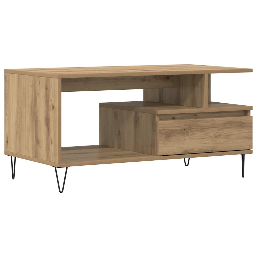Tavolino Salotto Rovere Artigianale 90x49x45 cm Multistrato 857453