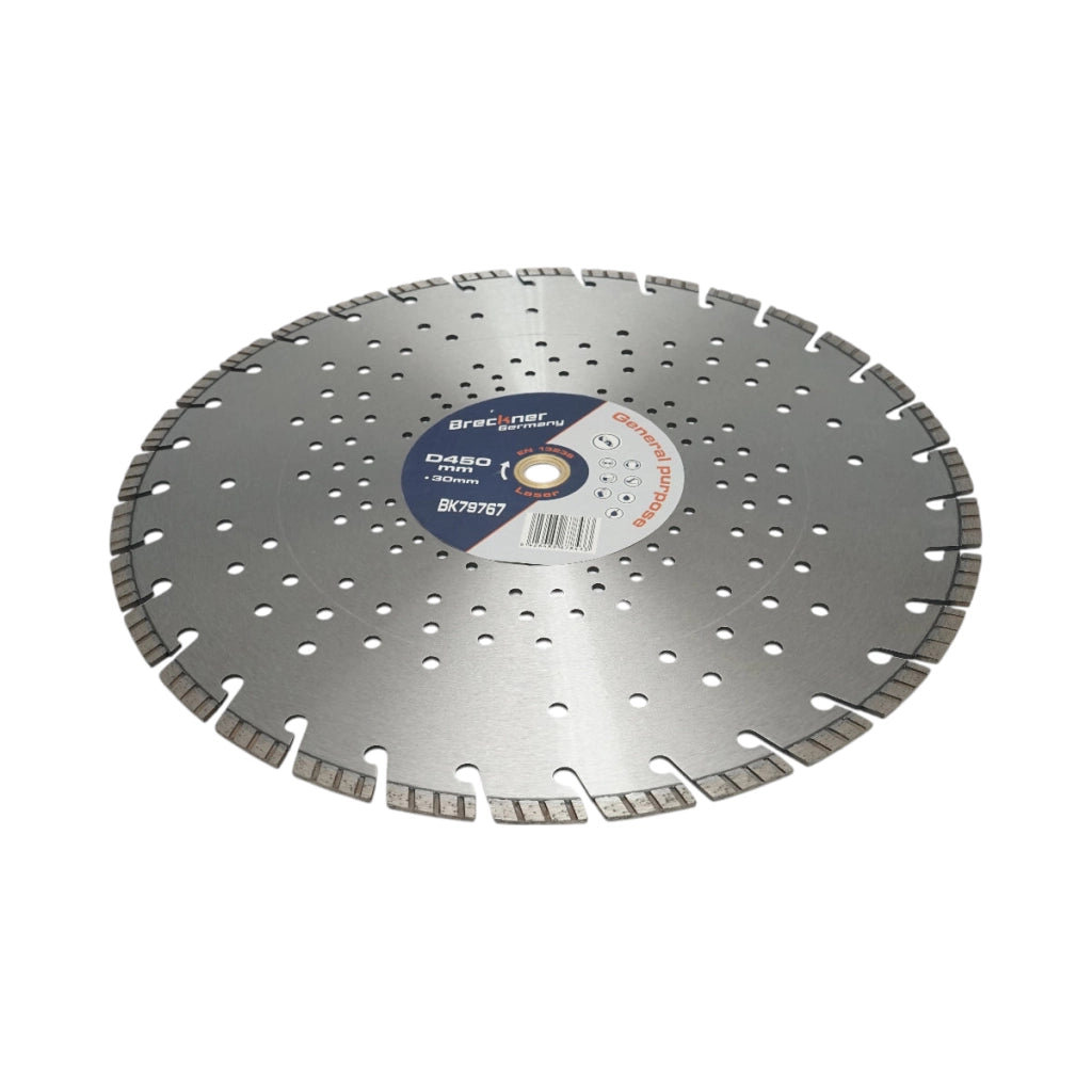 Disco diamantato turbo segmentato 450x30mm, segmento 10mm per cemento armato, pavimentazioni, archi, pietra dura Breckner Germany
