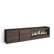 Mobile TV Soggiorno, 212x50x35 cm, Per TV fino a 80", Camino elettrico XXL, Rovere scuro e Nero