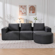 Divano, 265 cm, a due posti, con portabicchieri, tre cuscini decorativi, per piccoli appartamenti, grigio scuro
