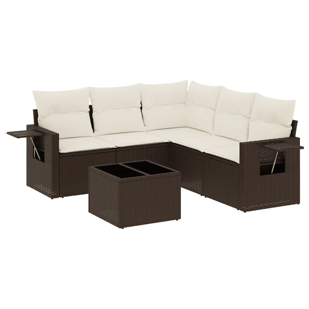 Set Divano da Giardino 6 pz con Cuscini Marrone in Polyrattan 3252500