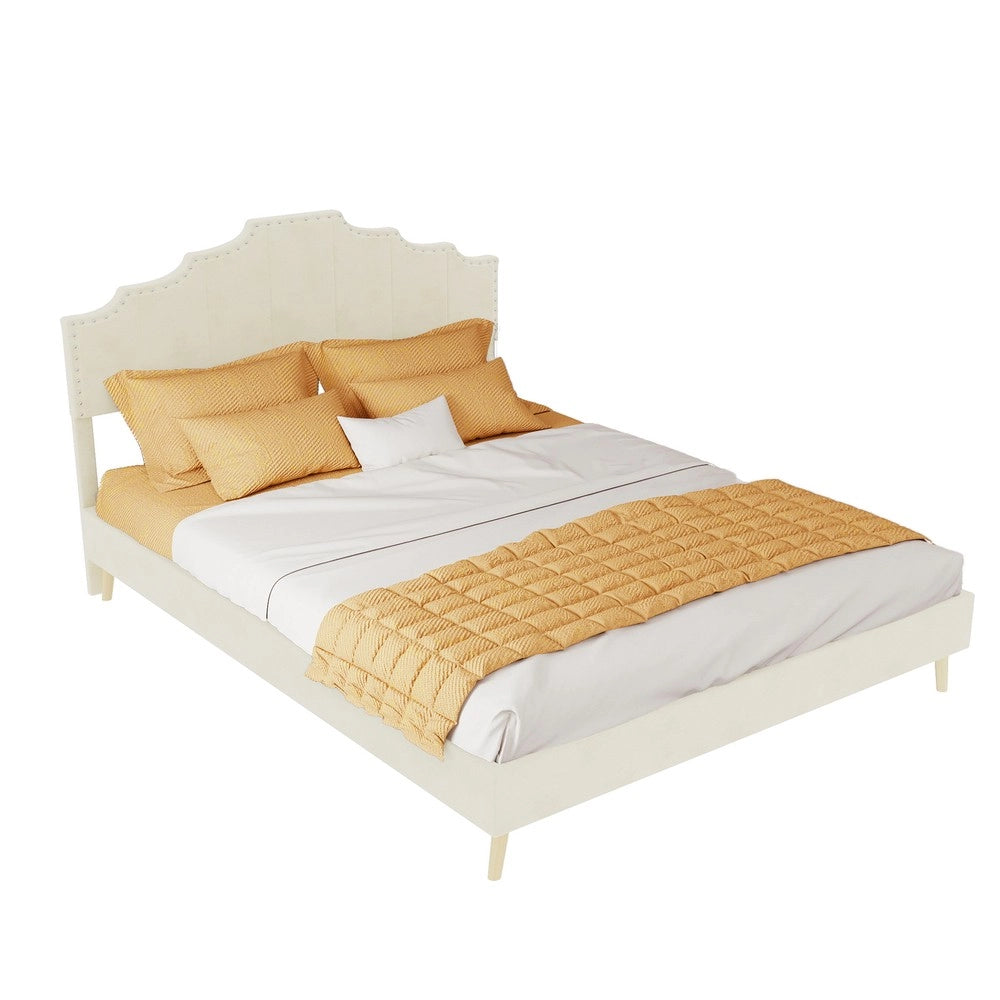 Letto Contenitore Imbottito ¨C MINIMAL ¨C Beige 140x200 con Materasso, Testiera, Multistrato