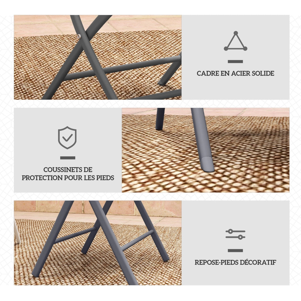 Set da bistrot pieghevole 3 pezzi, 2 sedie e 1 tavolo ¨C Zephmum ¨C Grigio