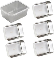 Dose da Cibo con Coperchio, 6 pezzi, Acciaio Inossidabile, Contenitore di Pane Metallico, Piccola Scatola per Colazione, Contenitori di Cibo in Acciaio Inossidabile, Dose per Preparazione dei Cereali, Riciclabile, Stivabile, Lavastoviglie
