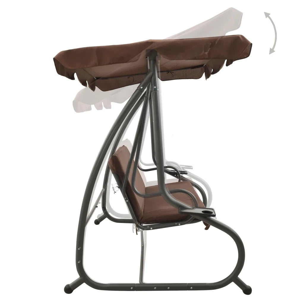 Panchina a Dondolo da Giardino con Baldacchino Caffè cod mxl 41608