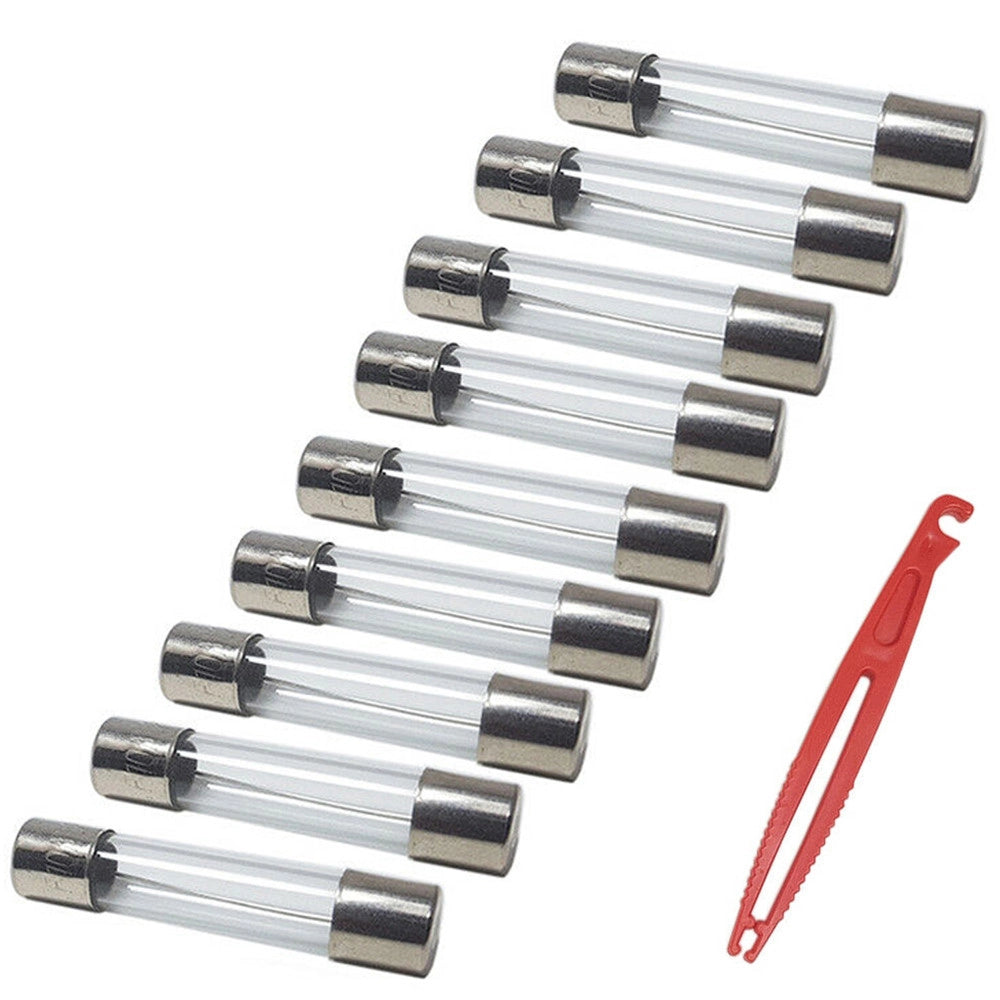 Trade Shop - Set 50 Fusibili In Vetro A Tubo Con Pinzetta 1amp A 30amp Assortimento Fusibile -