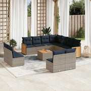 Set Divani da Giardino 12 pz con Cuscini Grigio in Polyrattan 3227776