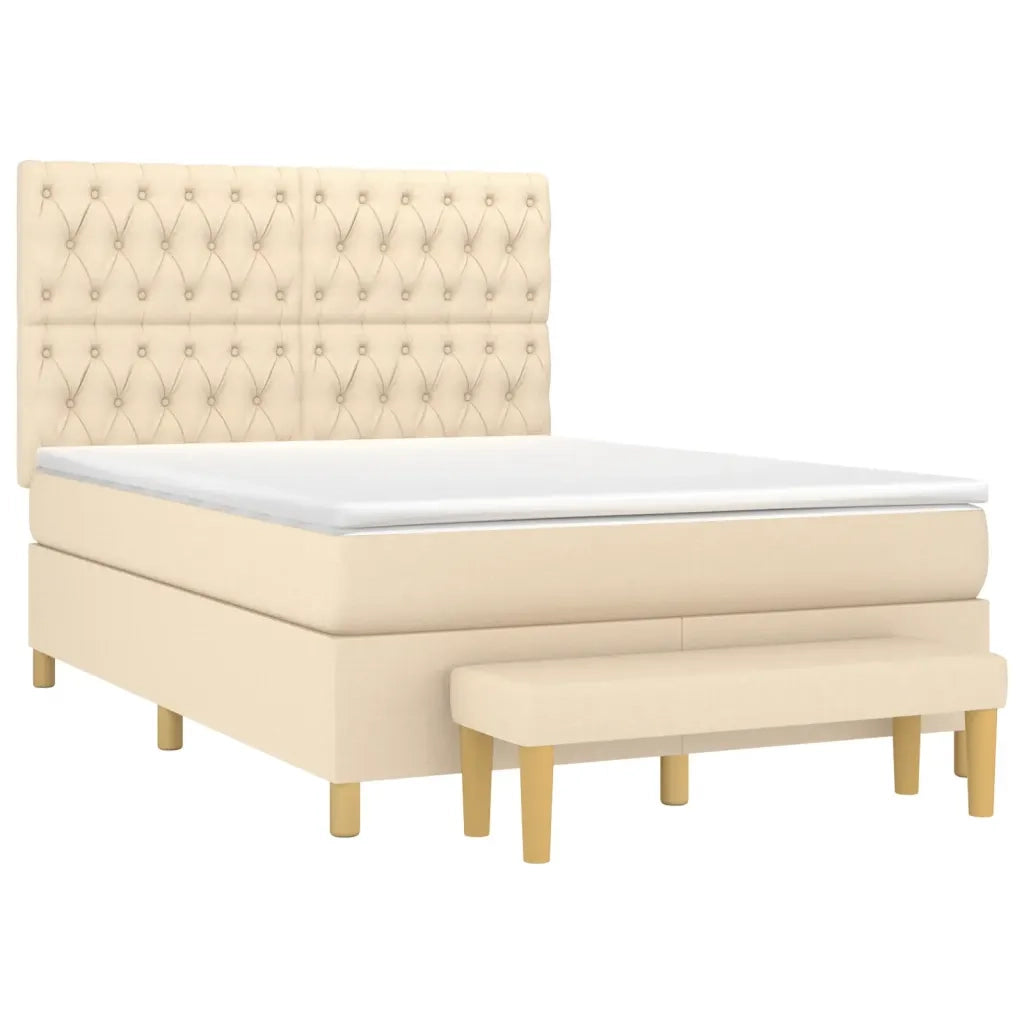 Giroletto a Molle con Materasso Crema 140x19 cm in Tessuto 3137394