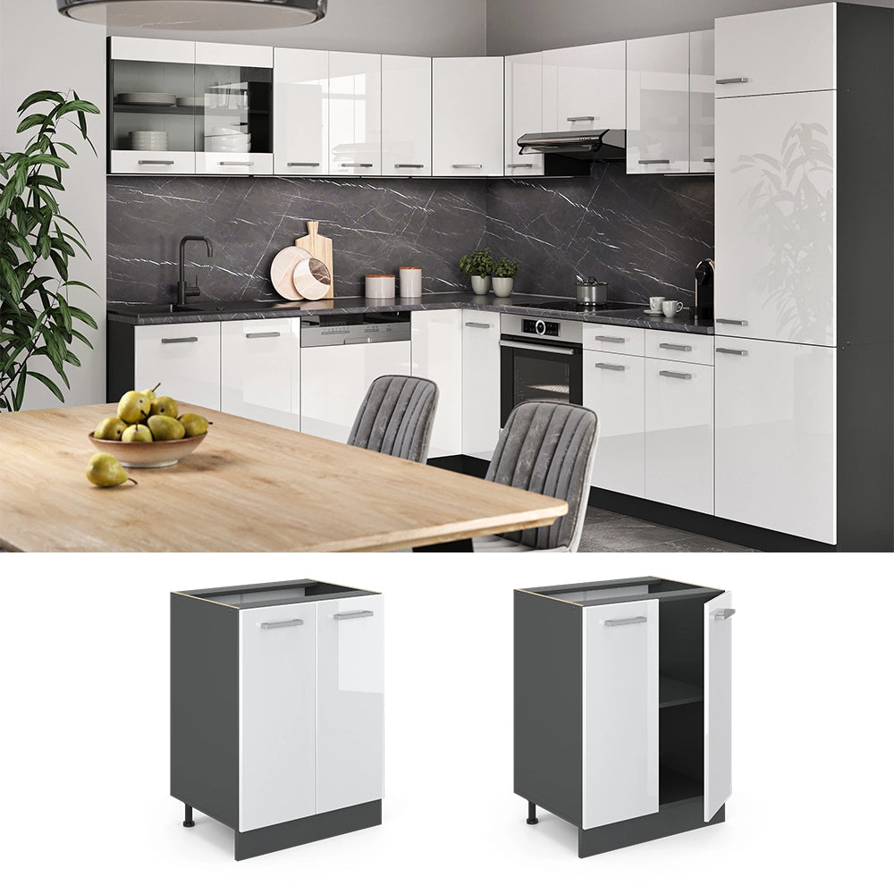 Vicco Mobiletto base cucina Bianco lucido 60 cm senza piano di lavoro