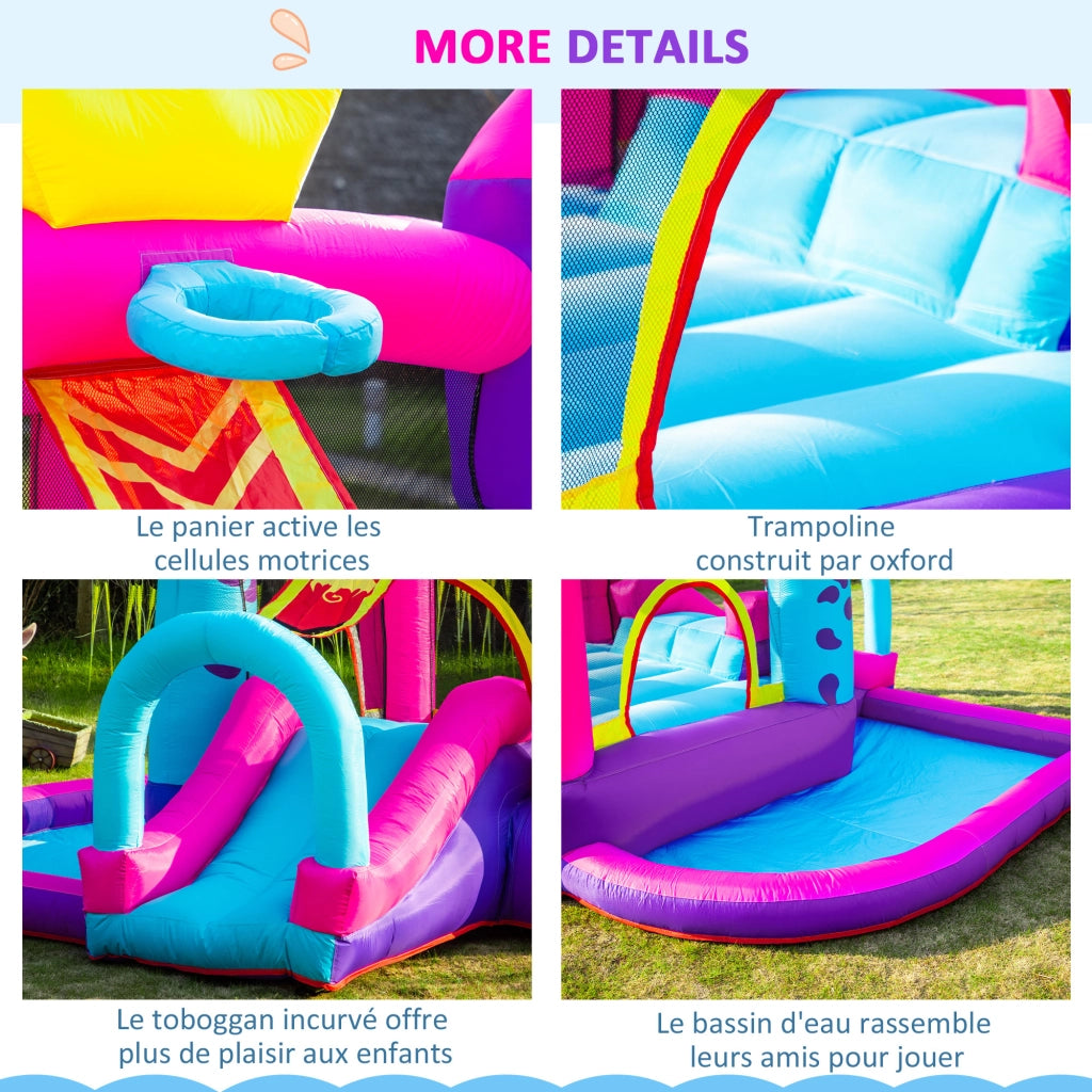 Castello gonfiabile con scivolo, trampolino, piscina e canestro ¨C zephmum ¨C Multicolore 300x270x200 cm