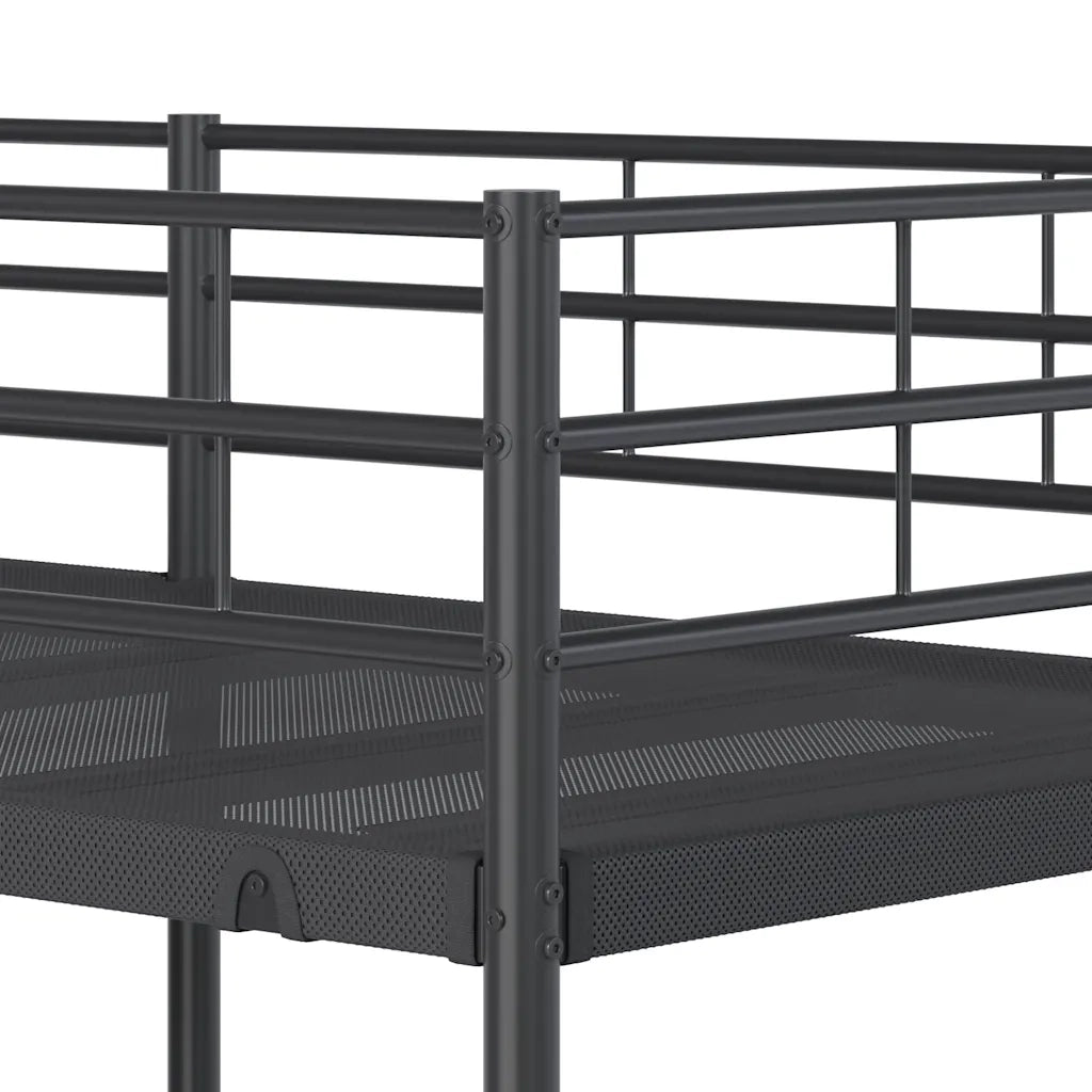 Letto a Castello senza Materasso Nero 107x203 cm in Acciaio 42000325