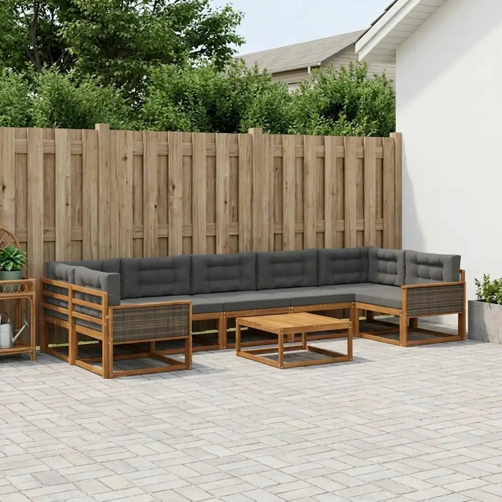 Set di divani da esterno con cuscino 8 pcs Naturale e Antracite 3382420