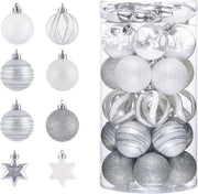 Set di palline di Natale 35 pezzi bianco argento palline di Natale decorazioni per albero di Natale decorazione festiva