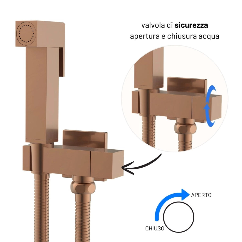 Idroscopino wc doccetta ottone portatile shutoff monogetto con leva ogomondo kit *** finitura- oro rosa quadro, confe...