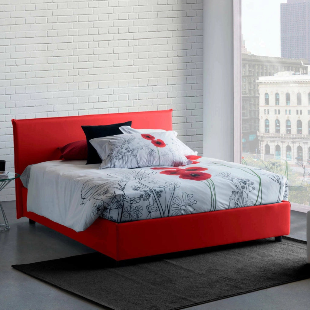 Letto Matrimoniale Arcan, Letto Matrimoniale Sfoderabile Made in Italy, Rosso