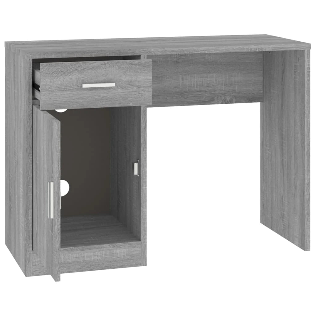 Scrivania tavolo postazione di lavoro scrivania per computer mobile da studio con cassetto e mobiletto rovere Sonoma 100 x 40 x 73 cm grigio 02_0023455