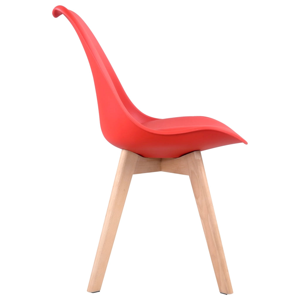 Set di 4 sedie scandinave NORA rosse con cuscino