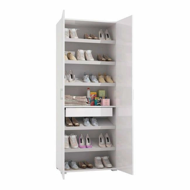 Angy, Armadio Multiuso 2 Ante 6 Ripiani Made in Italy, 72x195h cm Bianco