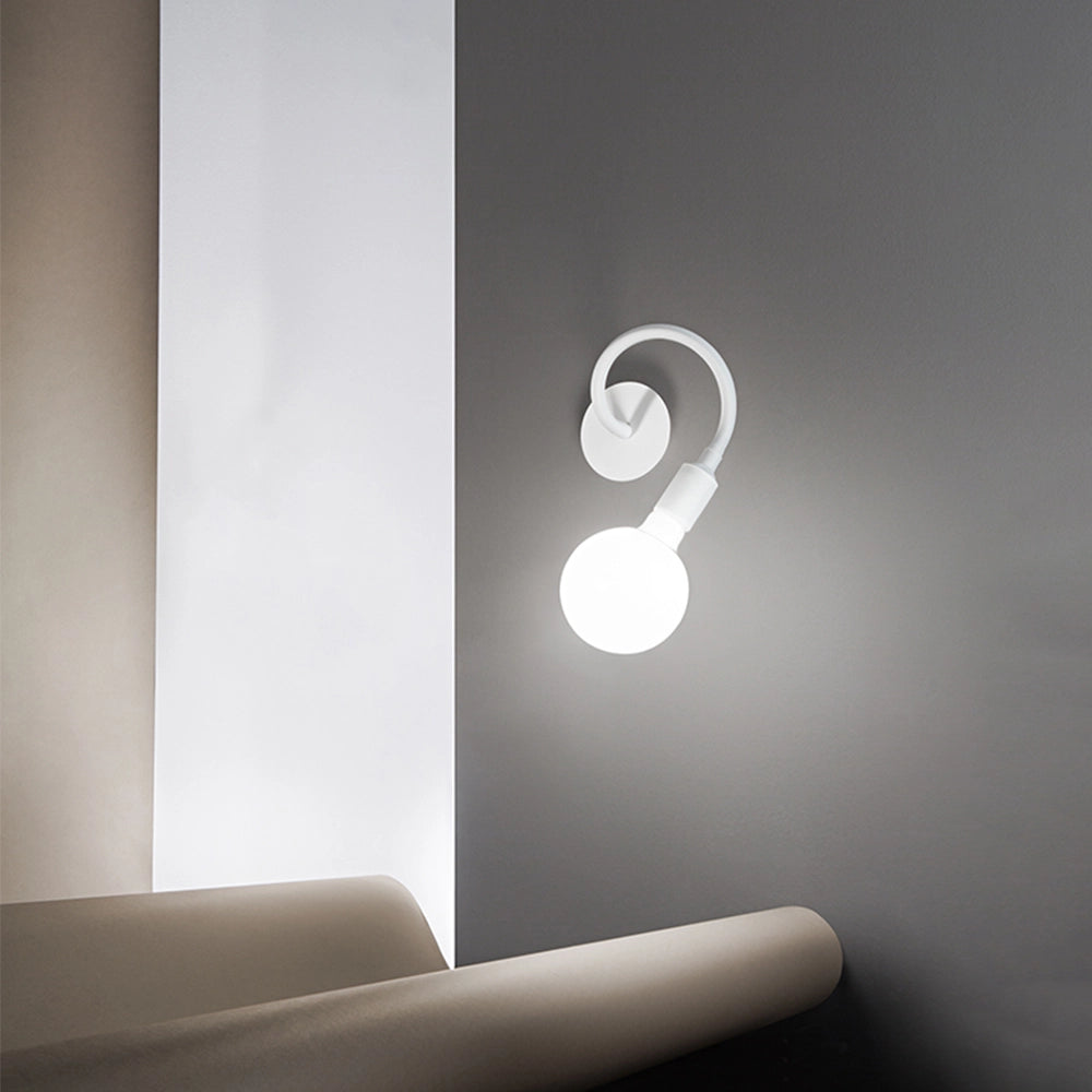 Applique Industrial-Minimal-Nordico Bulbo Metallo Bianco 1 Luce E27