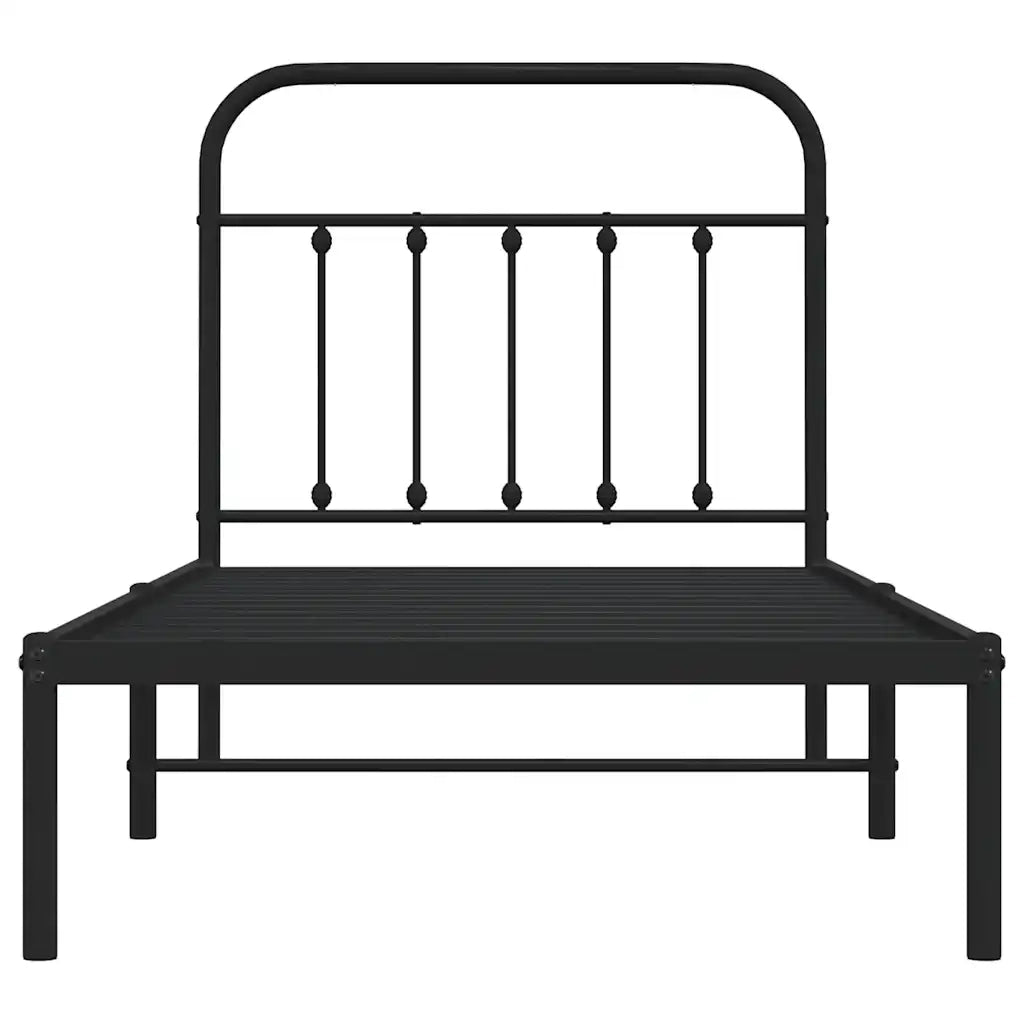 Giroletto con Testiera-Struttura Letto con testiera in Metallo Nero 90x190 cm 667798