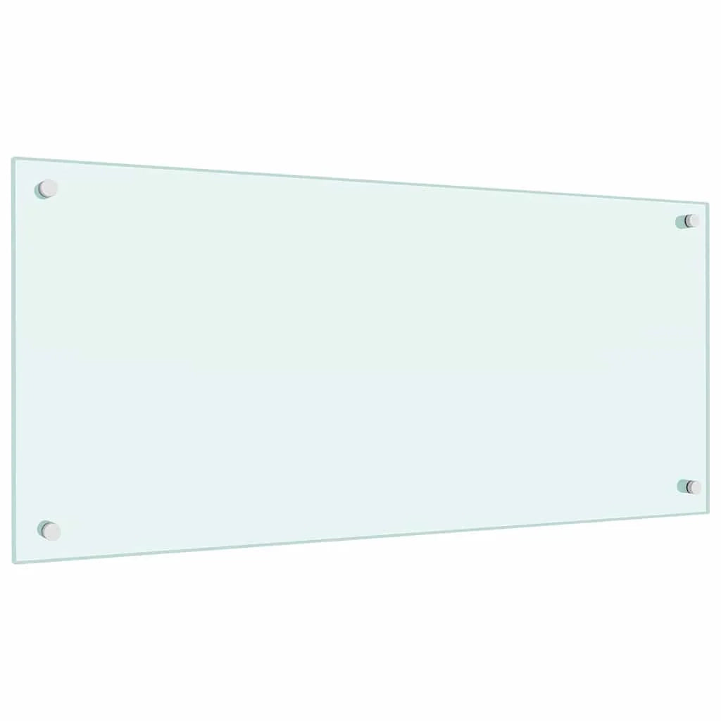 Set di 2 paraschizzi moderni per cucina 90 x 40 cm resistenti al calore eleganti in vetro temperato bianco 02_0056217