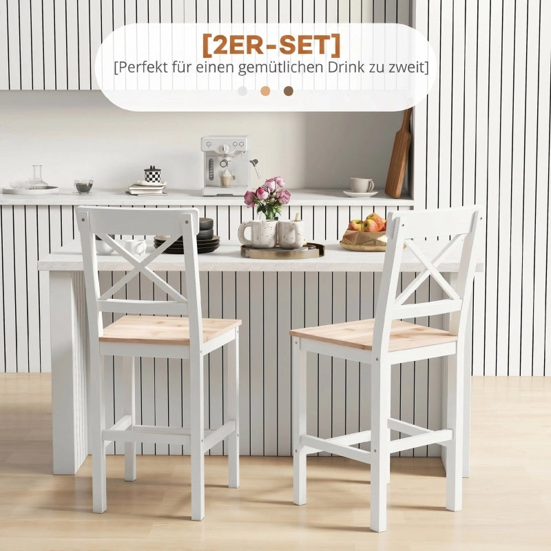 SGABELLO BAR 2 PEZZI 41x46x97,5 cm Legno di pino Naturale stile rustico