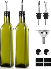 Dispensatore di olio d'oliva 2 pezzi 500 ml con imbuto - set di misurazione per aceto e olio - dispenser per cucina griglia pasta insalata - cottura - contenitore per olio d'oliva