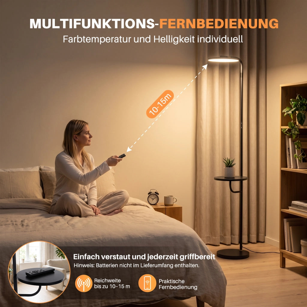 ZMH Lampada da Terra LED 30W 174cm Nera con Telecomando per Soggiorno