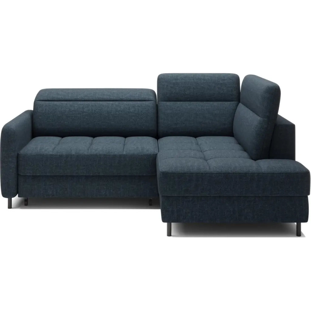 Divano angolare destro convertibile BARNEA 208 cm blu scuro con contenitore