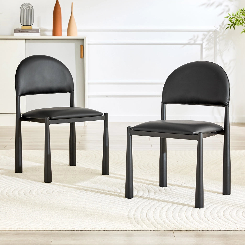 SEDIA da pranzo Set da 2 pezzi in PU Nero con gambe in metallo, 80 cm