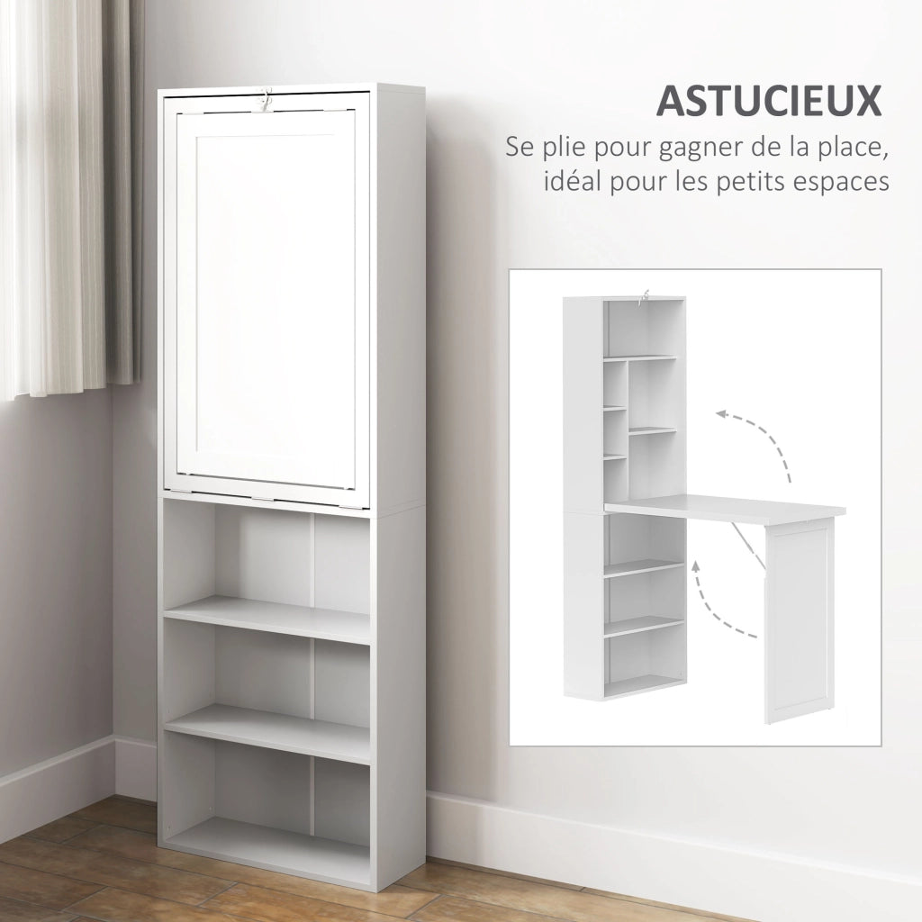 Scrivania pieghevole con libreria integrata ¨C Xylo ¨C Bianco 98x51x153cm