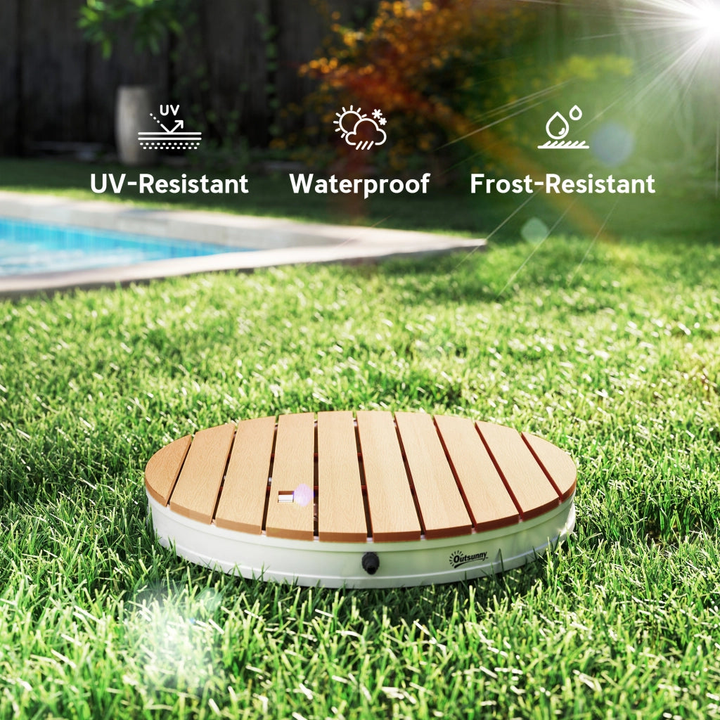 Doccia da Giardino Portatile Ø70,5x7,5 cm Getti d'Acqua Regolabili fino a 4 m in Polistirene Effetto Legno