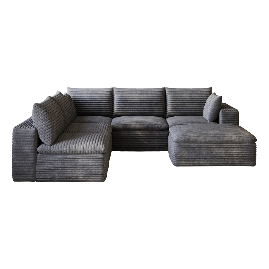 Divano Cloud 3 Posti in Velluto a Coste ¨C MINIMAL ¨C Grigio Scuro, Imbottito, Sfoderabile