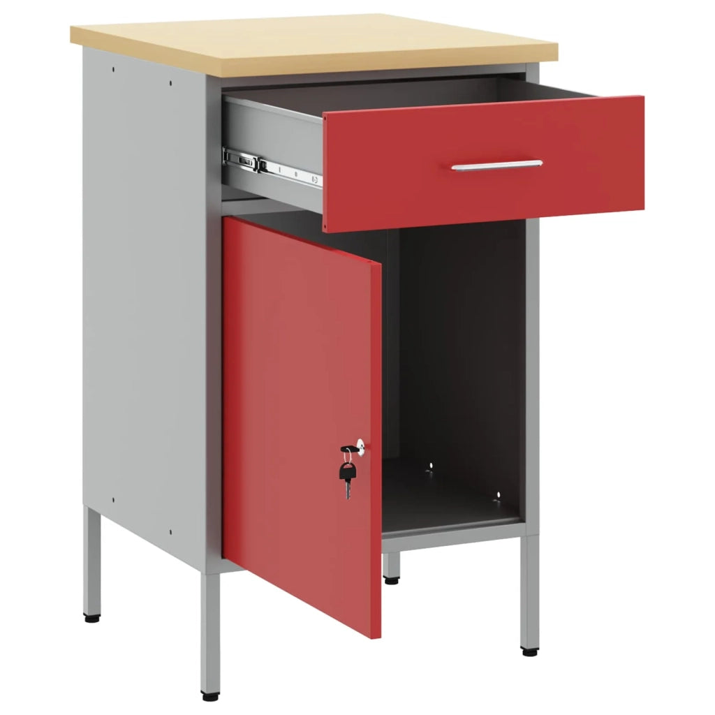Banco da lavoro con cassetto Rosso e Grigio 50 x 55 x 85 cm CFW8780177