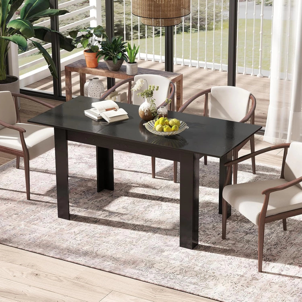 Tavolo Allungabile da Pranzo per 4-6 Persone, Tavolo Consolle Estensibile, Tavolo Moderno da Cucina, Soggiorno e Sala da Pranzo, 158 x 70 x 76 cm, Nero (Nero)