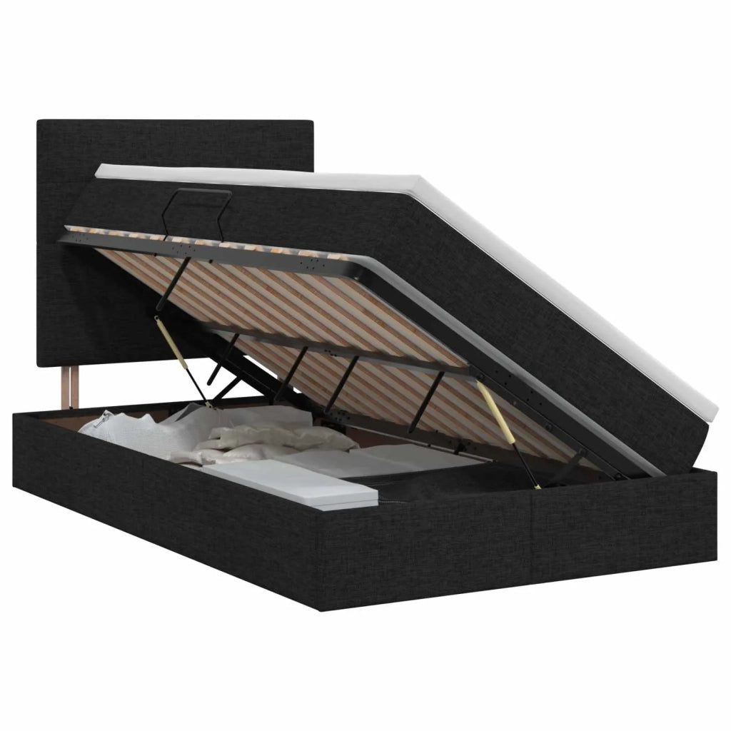 Letto con contenitore e materasso Nero 120 x 200 cm Tessuto 3459497