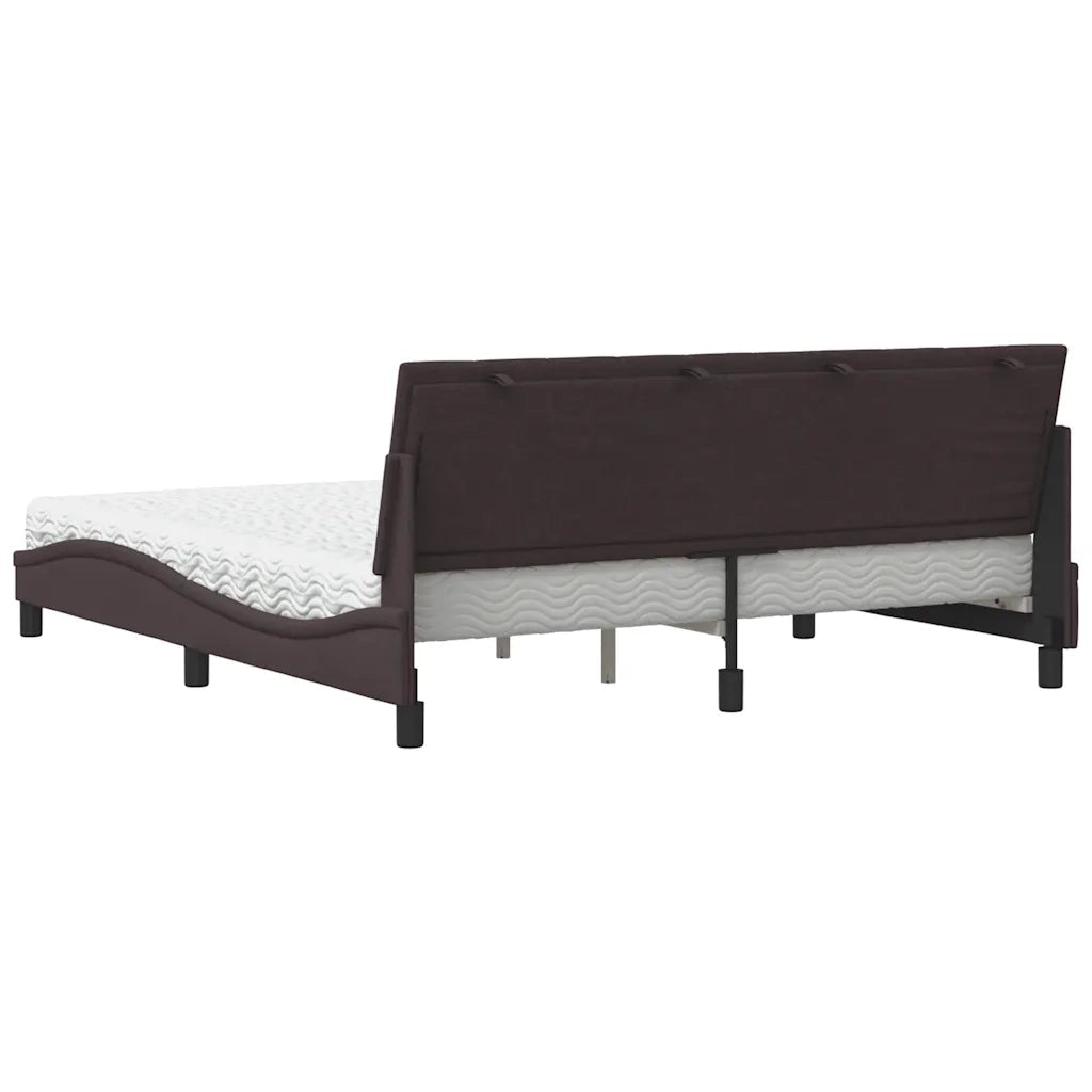 Letto con Materasso Hanko Marrone Scuro 180x200cm Tessuto 3310548