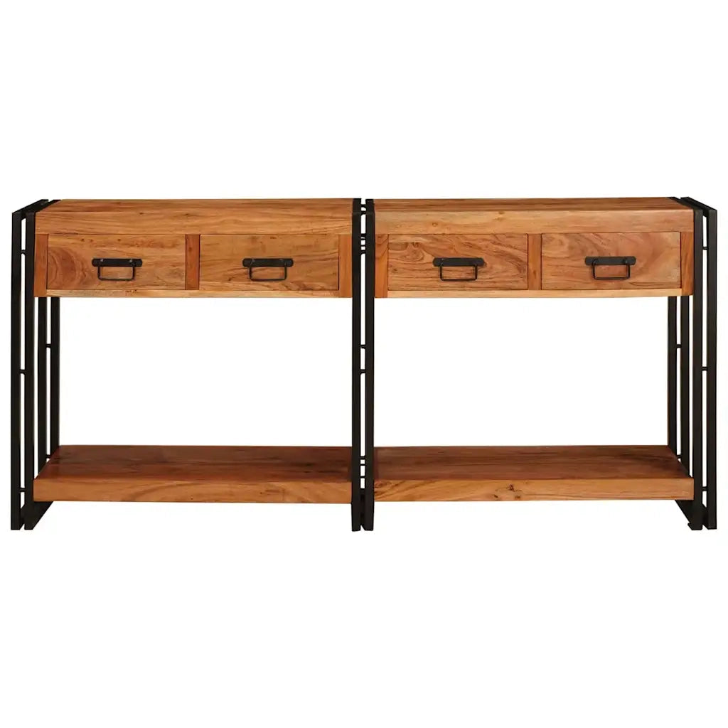 vidaXL Tavoli consolle 2 pcs Marrone Legno Di Acacia Massello