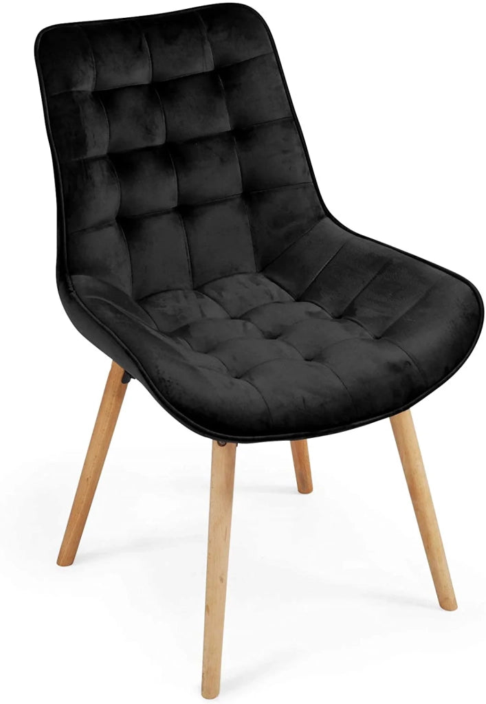 Set di 6 sedie per soggiorno e sala da pranzo con gambe in legno e velluto nero 01_0000731